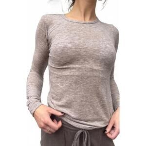 NEW BOBI crewneck long sleeve tee in heather grey